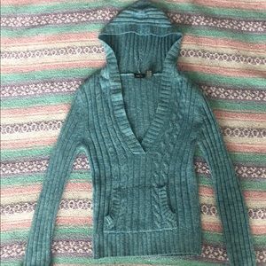 Turquoise Knit Sweater Hoodie Medium